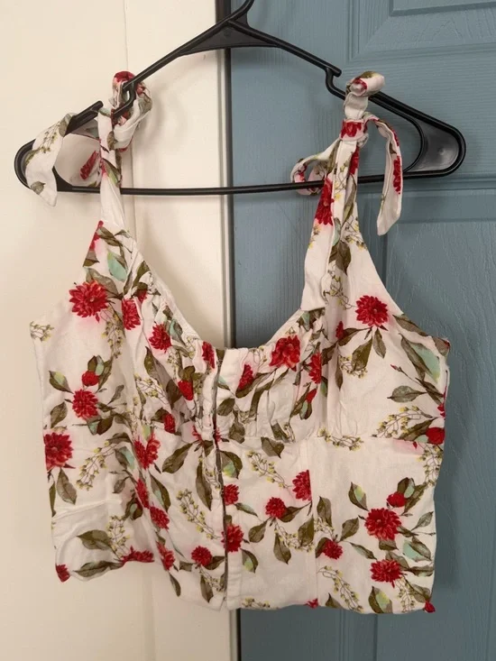 Anthropologie Eri + Ali Wildflower Cropped Tank Top Size Large - Picture 5 of 13